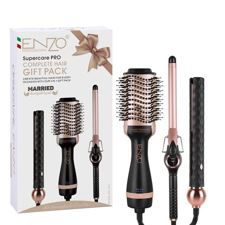 Pack ENZO EN-3311 – Brosse, Lisseur & Boucleur