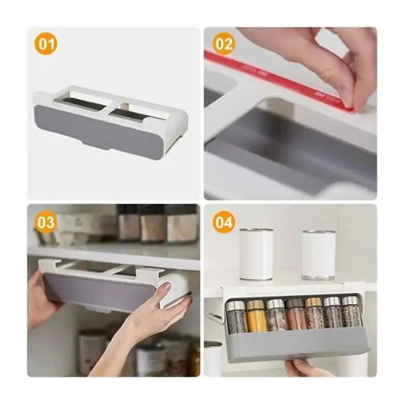 Rangement d'Épices de Cuisine + 6 Pots d'Épices Offerts – Étagère Murale Polyvalente