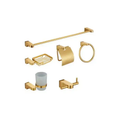 Set d'Accessoires de Salle de Bain 6 Pièces Dorés en Aluminium Inoxydable
