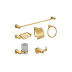 Set d'Accessoires de Salle de Bain 6 Pièces Dorés en Aluminium Inoxydable